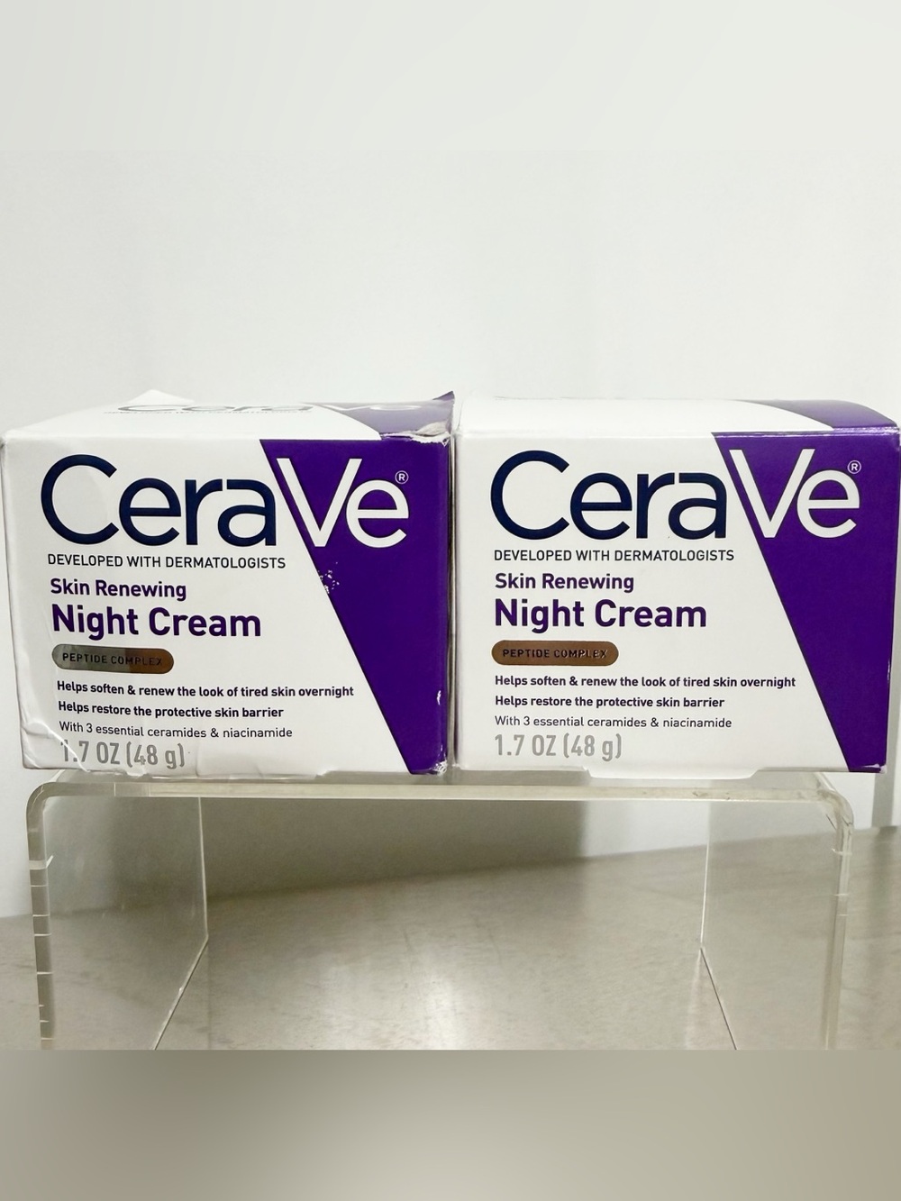 {Set of 2} CeraVe Skin Renewing NIGHT CREAM Peptide Complex, Size 1.7 oz - NIB